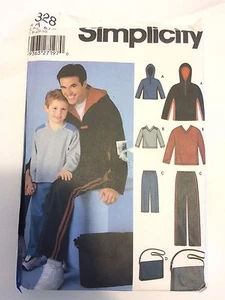 Simpilicty 5328 Sewing Pattern Mens Boys Pants Knit Tops Bags S M L XL EUC - Picture 1 of 3