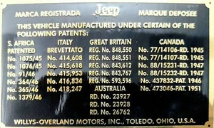 Willys Jeep Engine Brass Data Number Plate - Picture 1 of 2
