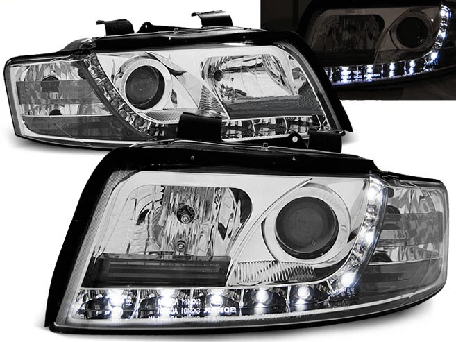 AUDI A4 SEDAN WAGON 2000 2001 2002 2003 2004 LPAU31 HEADLIGHTS LED CHROME - Image 1 of 1