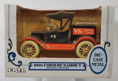 Vintage 1918 Ford Runabout Delivery Car Bank ERTL 1/25 Scale Die-Cast Metal - Image 1 of 3