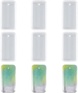 6 Pcs Rectangle Keychain Silicone Mold Rectangle Keychain Charms Epoxy Resin Mol - Picture 1 of 12
