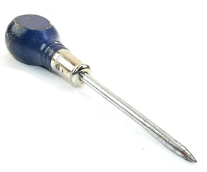 Vintage Navy Blue Wooden Handle Scratch Awl, Carpentry Collectible - Picture 1 of 4