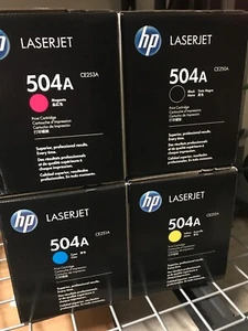 NEU HP CE250A CE251A CE252A CE253A 504a BCMY Tonerkartusche Original VERSIEGELTE VERPACKUNG - Bild 1 von 1