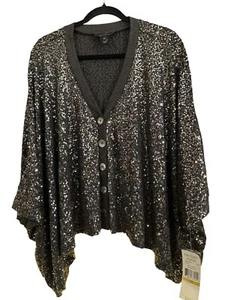 Karen Kane Womens Sequin Cape Size 3X Silver Blue Mist Evening Party Sparkle NWT - Picture 1 of 5