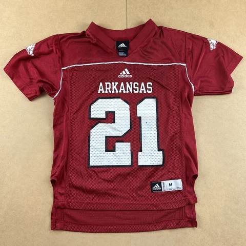 Adidas Arkansas Razorbacks Jersey Boys Medium Red White NCAA PLAY READY SKU2665 Cover