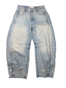 We The Free People Womens Size 25 Lucky You Mid Rise Barrel Jeans Light Wash - Picture 1 of 10