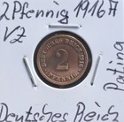 Deutsches Reich Kaiserreich 2 Pfennig 1916 A in VZ mit schöner Patina !