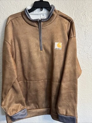 Carhartt Sweatshirt Men's S Gray 1/4 Zip Pullover Cotton Mock Neck Logo — 第 1/2 张图片