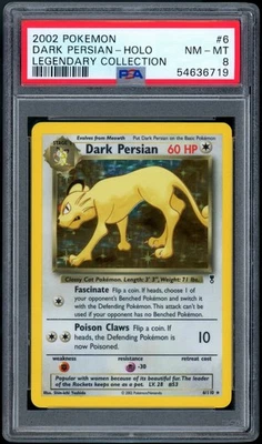 2002 Pokemon Unlimited - Legendary Collection #6 Dark Persian Holo PSA NM-MT 8 - Image 1 of 2