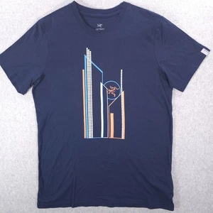 Camiseta Arcteryx Paisaje Urbano Logo Azul Crew Informal Naturaleza Gorpcore Para Hombres Pequeña - Imagen 1 de 18