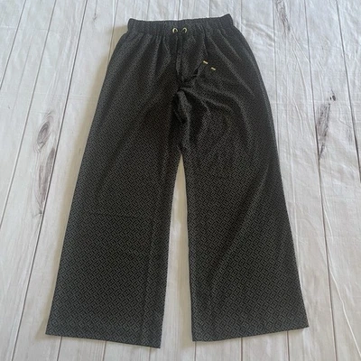 Pantalones Michael Kors Monograma Estampado Pierna Ancha Para Mujer’s M Negros Lujo Dinero Elegante Foto 1 de 4