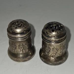 Vintage Sterling Silver Mini Salt and Pepper Shakers 7714 Art Noveau 10g - Picture 1 of 10