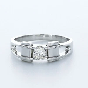 Herrenring 0,43 Karat I-VS2 Rundschliff Erdabbau Zertifiziert Diamant 14 Karat Gold - Bild 1 von 10
