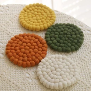 Hand Made Wool Felt Coasters Creative Tableware Placemat Kitchen Decoration - Picture 1 of 15