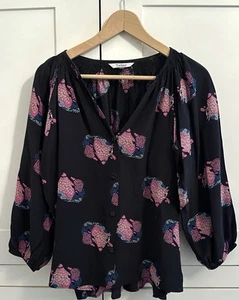CLASSIC TUCKER GABY BASORA 100% SILK ABSTRACT PRINT TOP BLOUSE M UK 10-12 £275 - Picture 1 of 8