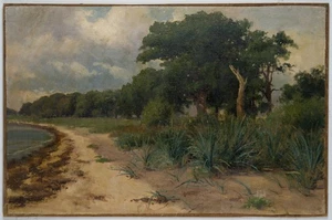 O. POTTHAST VON MINDEN (*1869), avena da spiaggia in Frisia, 1900 circa, impressione olio - Foto 1 di 5