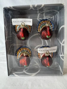 Department 56 Thanksgiving Turkey Place Card Holders Mercury Glass 4 pack - Picture 1 of 14