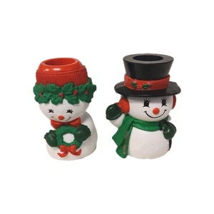 Vintage Hallmark MR & MRS Schneemänner Schneemann Kerzenständer Halter Happy  - Bild 1 von 13