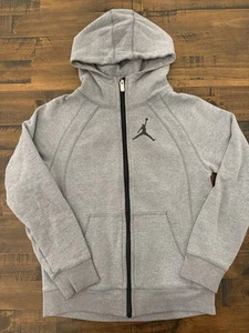 Nike Air Jordan Jumpman Boys Grey Gray Full Zip Hoodie Size Medium M 10/12 EUC - Picture 1 of 12
