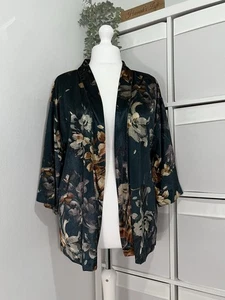 Kimono de terciopelo de terciopelo para damas se adapta a 12/14/16 verde azulado floral noche ocasión - Imagen 1 de 12