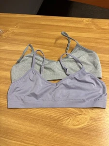 Hanes Girls Small Training Bra Lot of 2 Gray & Lavender Preowned - Picture 1 of 1