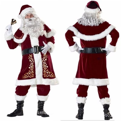 Christmas Santa Claus Suit Xmas Cosplay Adult Costume Fancy Dress Party Outfit - Image 1 of 4