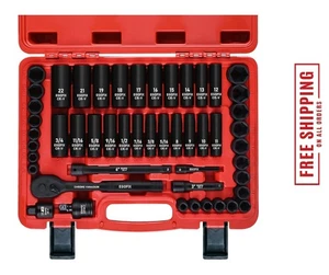 3/8 In. 50 Piece Milwaukee 6 Point Impact Socket Ratchet Drive and Metric Set - Picture 1 of 9