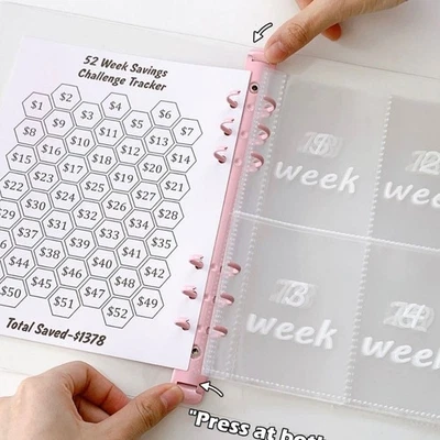 PVC 52 Week Savings Challenge with 13 Sheet Inner Savings Binder  Lovers - Image 1 of 4