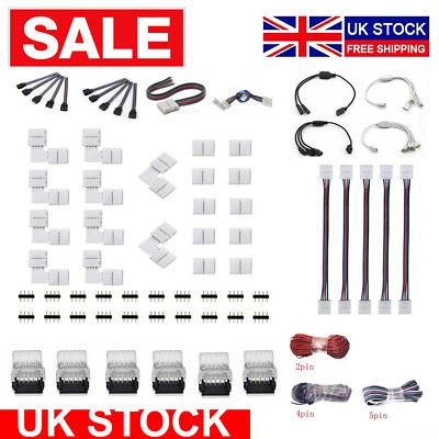 LED Strip Connector Cable 2/4/5 Pin Hippo Adapter Clip Wire Extension RGB/W 5050