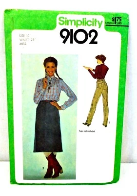 Vintage 1979 Simplicity Pattern 9102 Midi Length Skirt High Waist Jeans 10 - 25" - Image 1 of 2