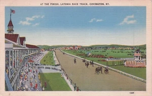 CARTOLINA IN LINO COVINGTON KENTUCKY LATONIA PISTA DA CORSA - Foto 1 di 2