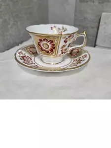 Royal Crown Derby Red Derby Panel Cup & Saucer Set England - Picture 1 of 4