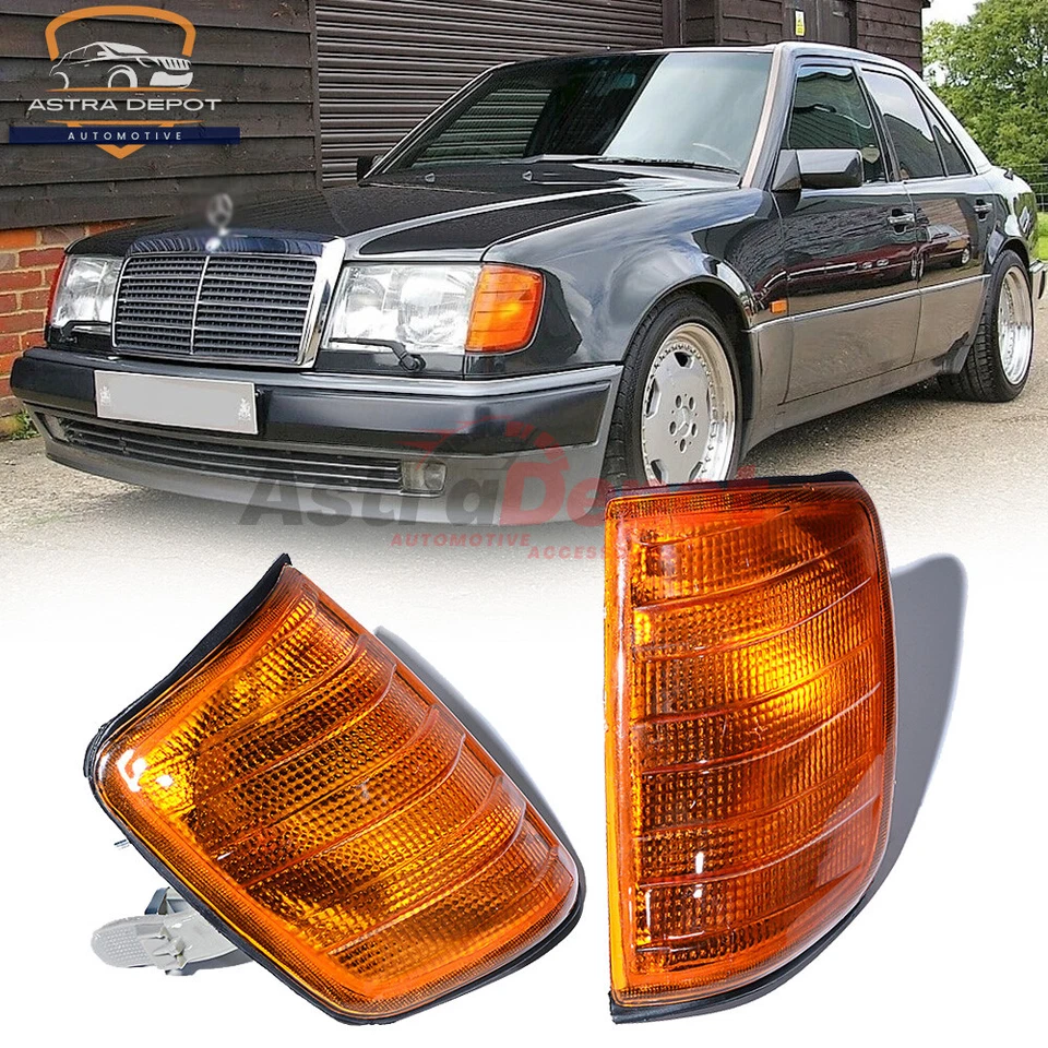 Amber Corner Lights Turn Signal Lens for 1985-1995 Mercedes W124 E500 500E 300E - Image 1 of 4