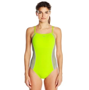 NWT $88 Speedo Women's Laser Cut One Piece Swimsuit Lime Punch Size 8 - Picture 1 of 10