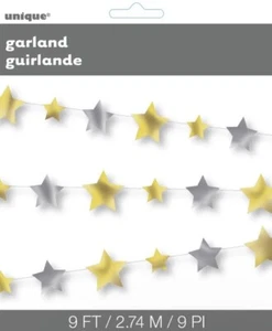 “TWINKLE TWINKLE LITTLE STAR” Birthday Party Supplies Foil Star GARLAND 9 Feet - Picture 1 of 1