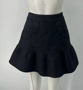 Gucci 2007 Wool/Cashmere Gray Ruffled-Pocket Peplum Mini Skirt sz 42 - Picture 1 of 6