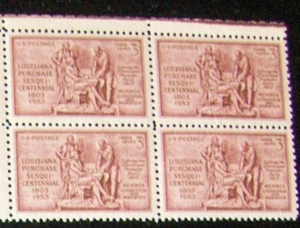US 3¢ stamp SC #1020 Louisiana Purchase MNH 1953 block of 4 - Picture 1 of 1