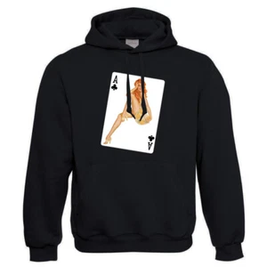 EAKS® Hoodie "Motiv: PIN-UP-GIRL ACE CARD" Hoody Kapuzenpullover Ass-Karte Poker - Bild 1 von 4