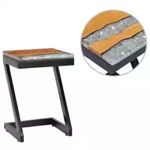 NNEVL Coffee Table 30x30x50 cm Solid Teak Wood and Polyresin - Picture 1 of 11