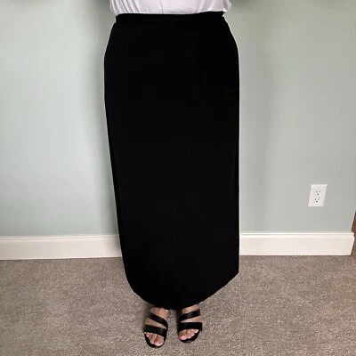 VTG Harold's Womens Black Straight Skirt Sz 12 Back Zip Slit 90s Y2K Maxi Skirt - Image 1 of 4