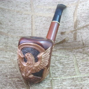 EAGEL ON EARTH WOODEN Tobacco Smoking Pipe Hand Made in Ukraine Nice pipes - Foto 1 di 4