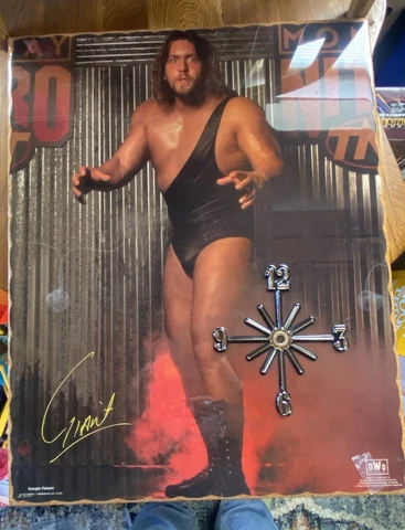 The Giant NWO WCW Wrestling 1998 Vintage 16x20” Lacquered Wood Clock BIG SHOW Cover