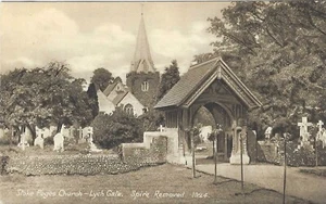 Postal de colección de Inglaterra Stoke Poges iglesia Lych puerta aguja removida - Imagen 1 de 2