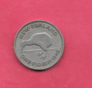 NEW ZEALAND KM18 1948 VF-VERY FINE-NCIE OLD ANTIQUE CIRC 2 SHILLING FLORIN COIN - Picture 1 of 1