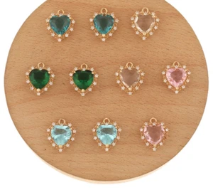 Heart Shape Multicolor Stones Charms - Jewelry Accessories Making Charms 50pcs - Picture 1 of 19