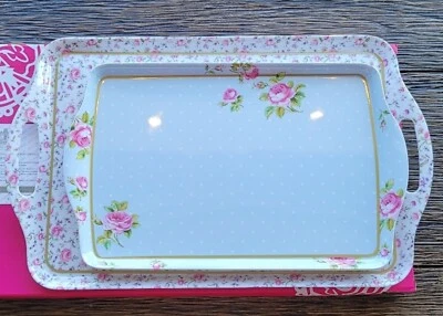 Royal Albert Melamine Serving Tray (ROSE CONFETTI + POLKA BLUE) 2Pcs Set - Image 1 of 4