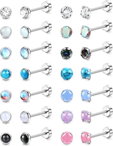 YADOCA 14Pairs Hypoallergenic Flat Back Stud Earrings for Women Men Surgical Ste - Picture 1 of 12