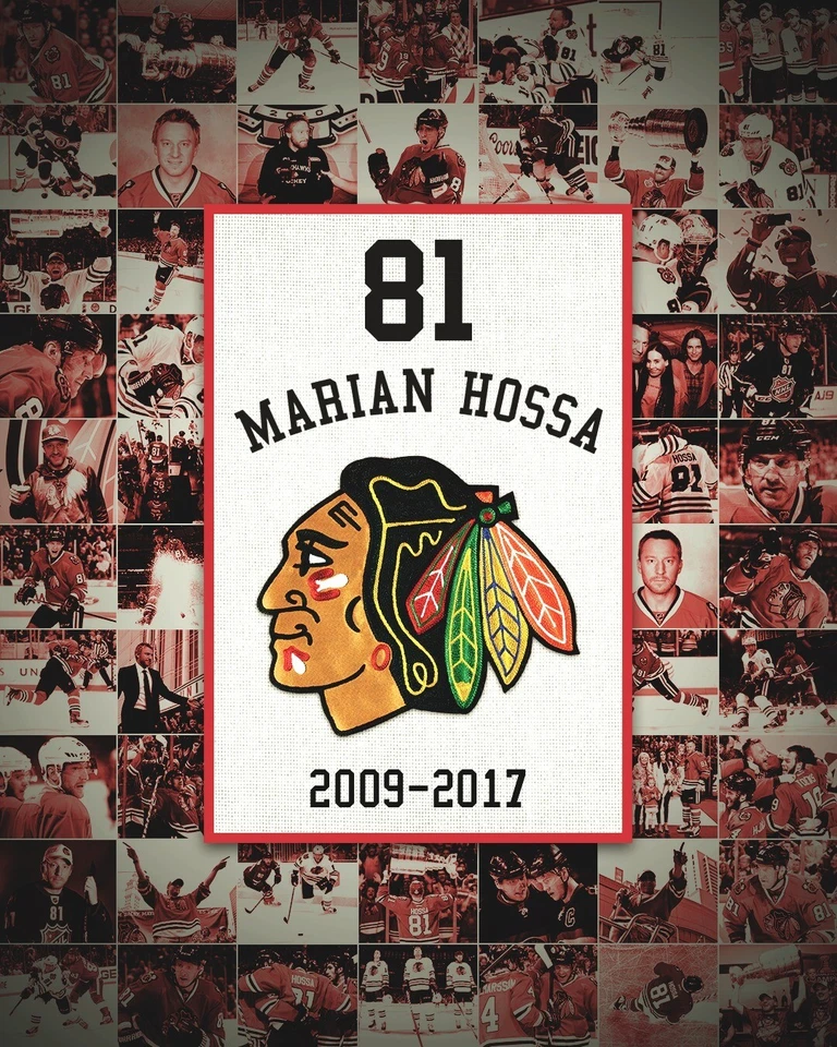 Marian Hossa 8x10 Photo NHL Chicago Blackhawks 81 Retired Banner HOF Stanley Cup - Image 1 of 1