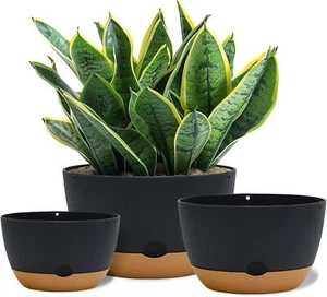 8/10/12 Inch Pots for Indoor Plants, Large Self Watering Planters with Drainage  - Picture 1 of 3