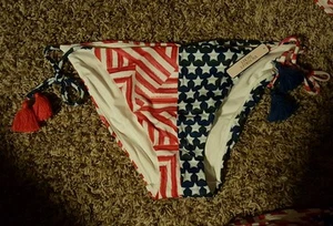 Victoria's Secret SZ L Teeny Bikini Swim Bikini Bottoms~Stars/Stripes~ - Picture 1 of 3